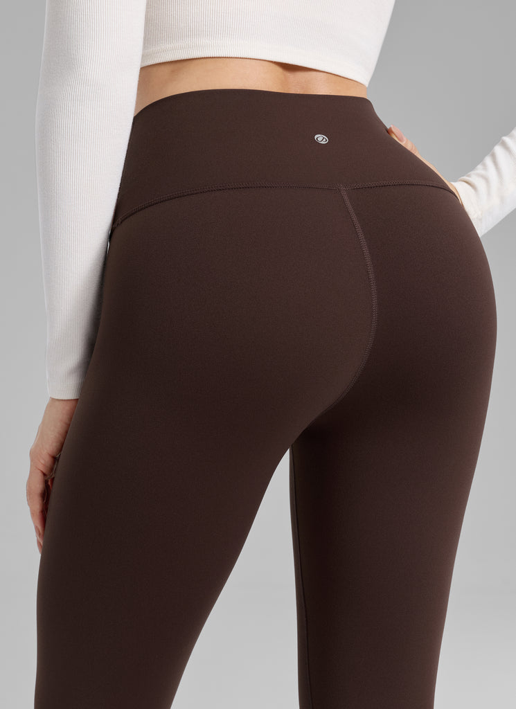 CRZ YOGA Women's Thermal Fleece Lined Casual High Rise Legging 25'' Hot Fudge Brown