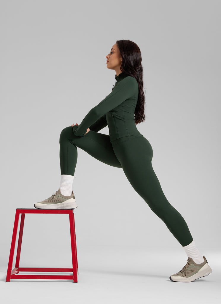 CRZ YOGA Women's Thermal Fleece Lined Casual High Rise Legging 25'' Legend Green