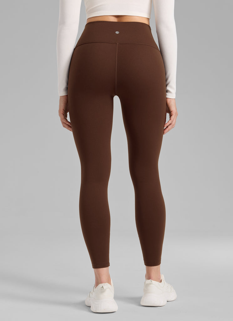 CRZ YOGA Women's Thermal Fleece Lined Casual High Rise Legging 25'' Lava Brown