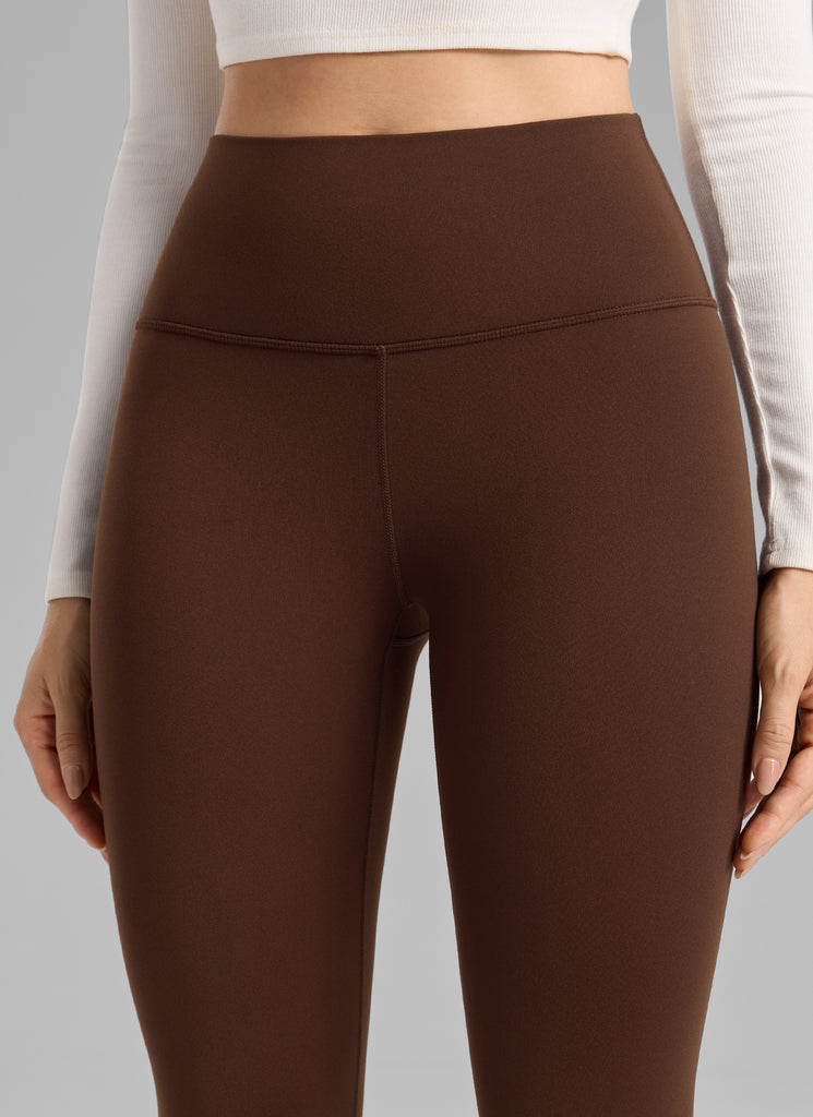 CRZ YOGA Women's Thermal Fleece Lined Casual High Rise Legging 25'' Lava Brown