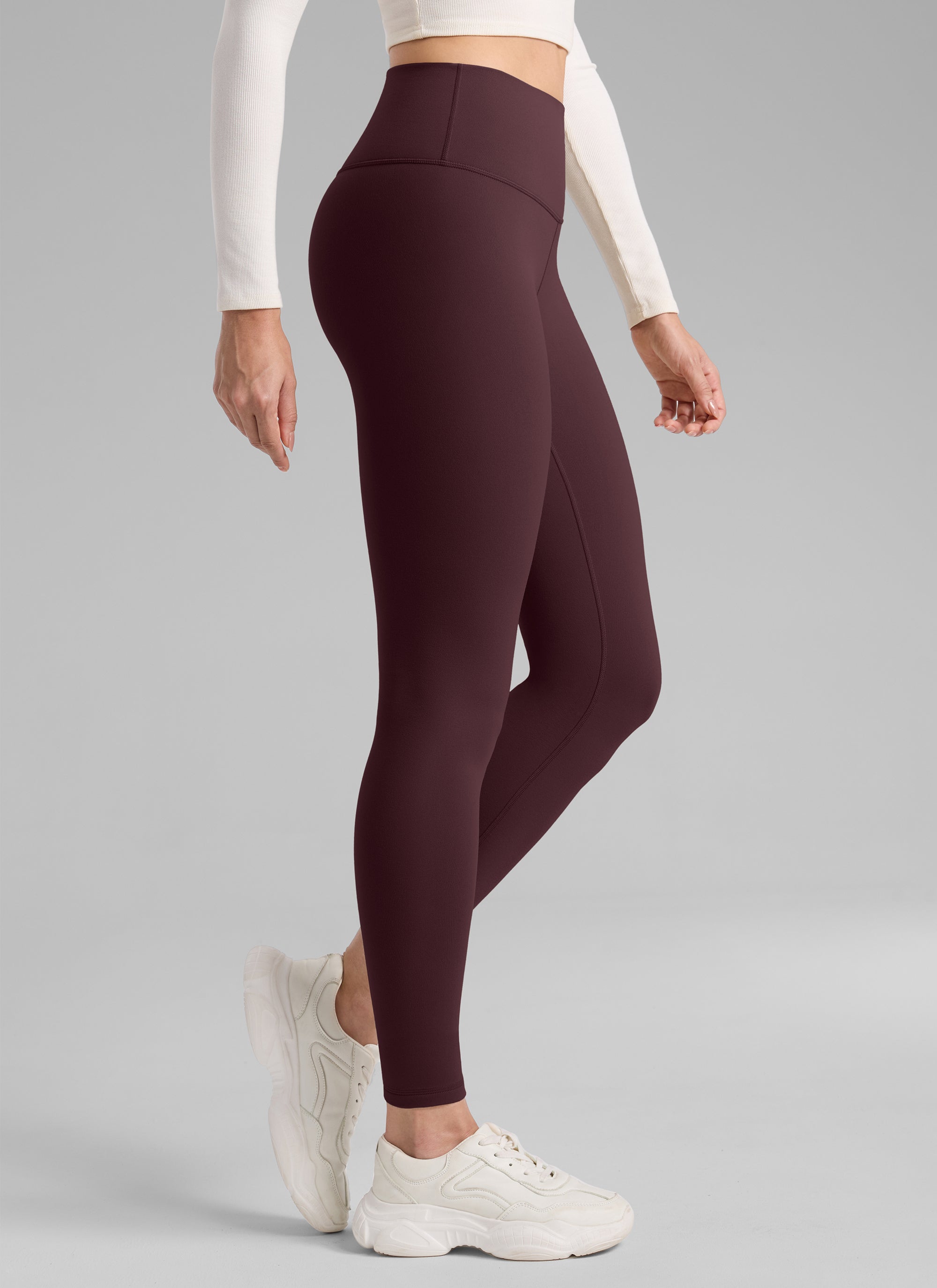 CRZ YOGA Women's Fleece Lined Casual High Rise Legging 28'' Ripe Plum