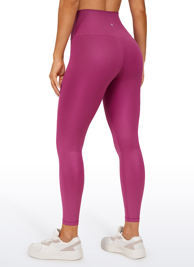 CRZ YOGA Women Butterluxe Matte Faux Leather Leggings 25'' Olive Green Foil Pattern