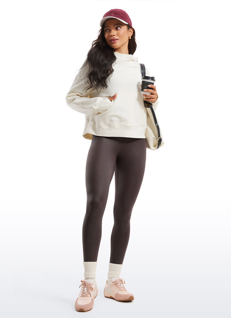 CRZ YOGA Women Butterluxe Matte Faux Leather Leggings 25'' Hot Fudge Brown Foil Pattern