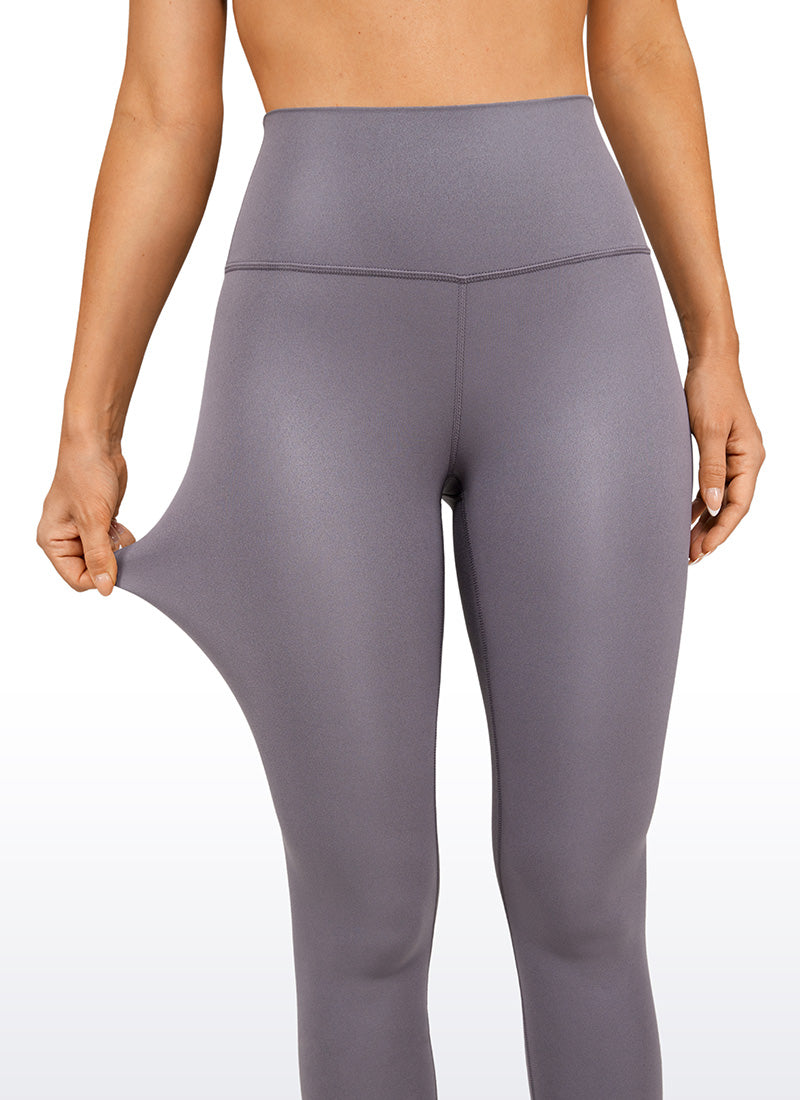 CRZ YOGA Women Butterluxe Matte Faux Leather Leggings 25'' Magenta Purple Classic Pattern