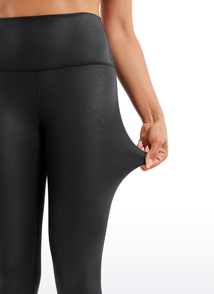 CRZ YOGA Women Butterluxe Matte Faux Leather Leggings 25'' Tornado Grey Classic Pattern