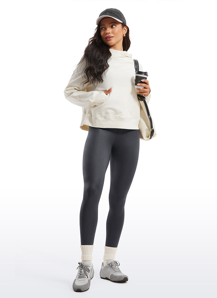 CRZ YOGA Women Butterluxe Matte Faux Leather Leggings 28' Forest Dark Green Foil Pattern