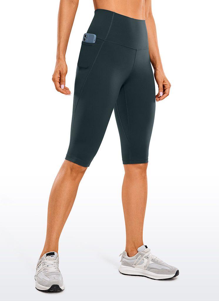 CRZ YOGA Women's Butterluxe Knee Length Pockets Capri Leggings 13" Forest Dark Green