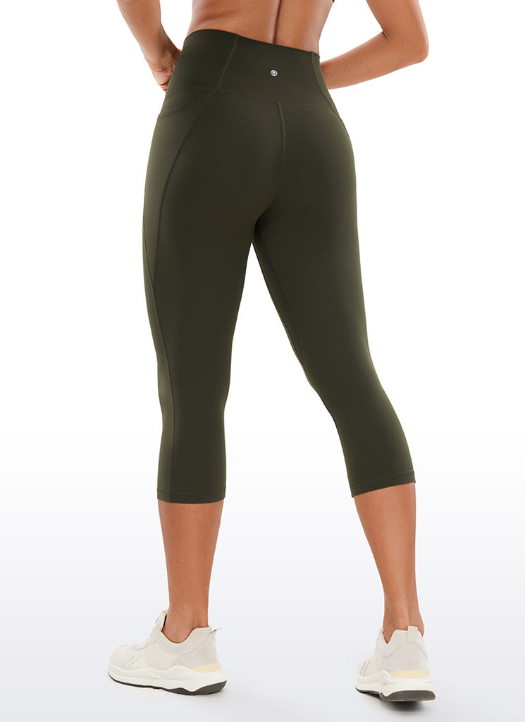 CRZ YOGA Womens Butterluxe High Waist Pockets Capri Leggings 19'' Black Tie Dye Flowers