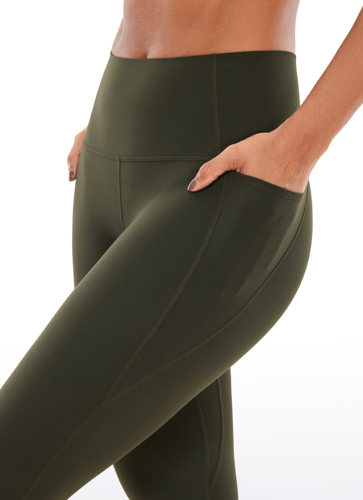 CRZ YOGA Womens Butterluxe High Waist Pockets Capri Leggings 19'' Olive Green