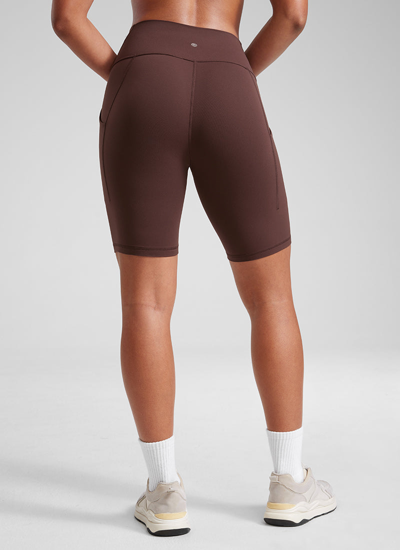 CRZ YOGA Women's Yoga High Rise Biker Butterluxe Pockets Shorts 8'' Magenta Purple