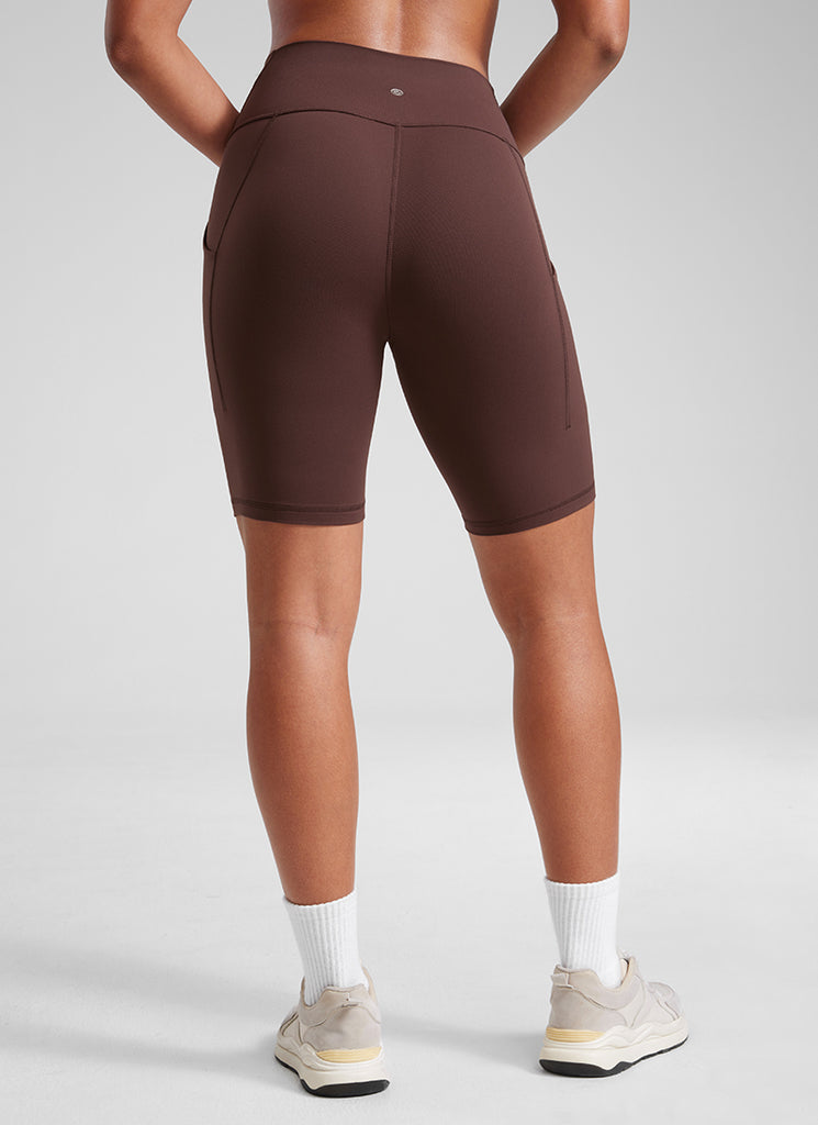 CRZ YOGA Women's Yoga High Rise Biker Butterluxe Pockets Shorts 8'' Magenta Purple