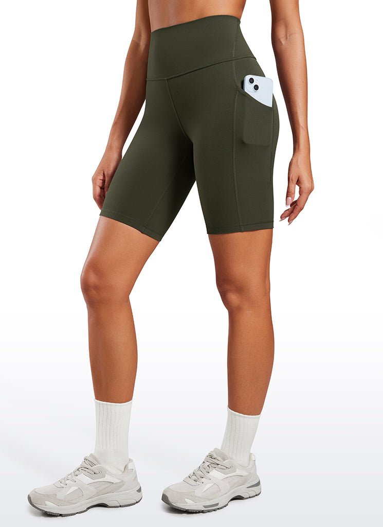 CRZ YOGA Women's Yoga High Rise Biker Butterluxe Pockets Shorts 8'' Deep Purple