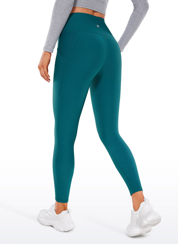 CRZ YOGA Womens Water Resistant Fleece Lined Soft Pockets Leggings 26.5" Green Jade