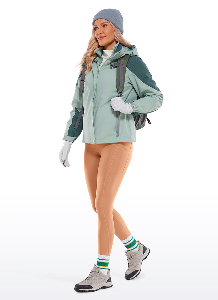 CRZ YOGA Womens Water Resistant Fleece Lined Soft Pockets Leggings 26.5" Mocha Mousse