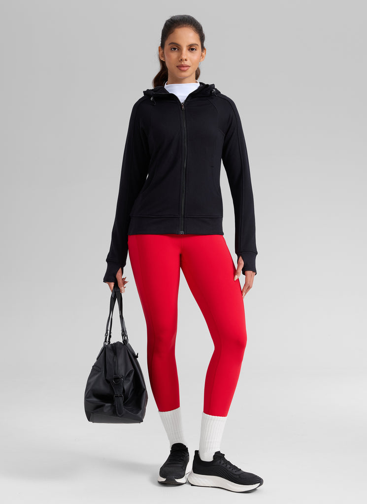 CRZ YOGA Women's Water-resistant Fleece Lined Pocket Leggings 28" Waves Blue