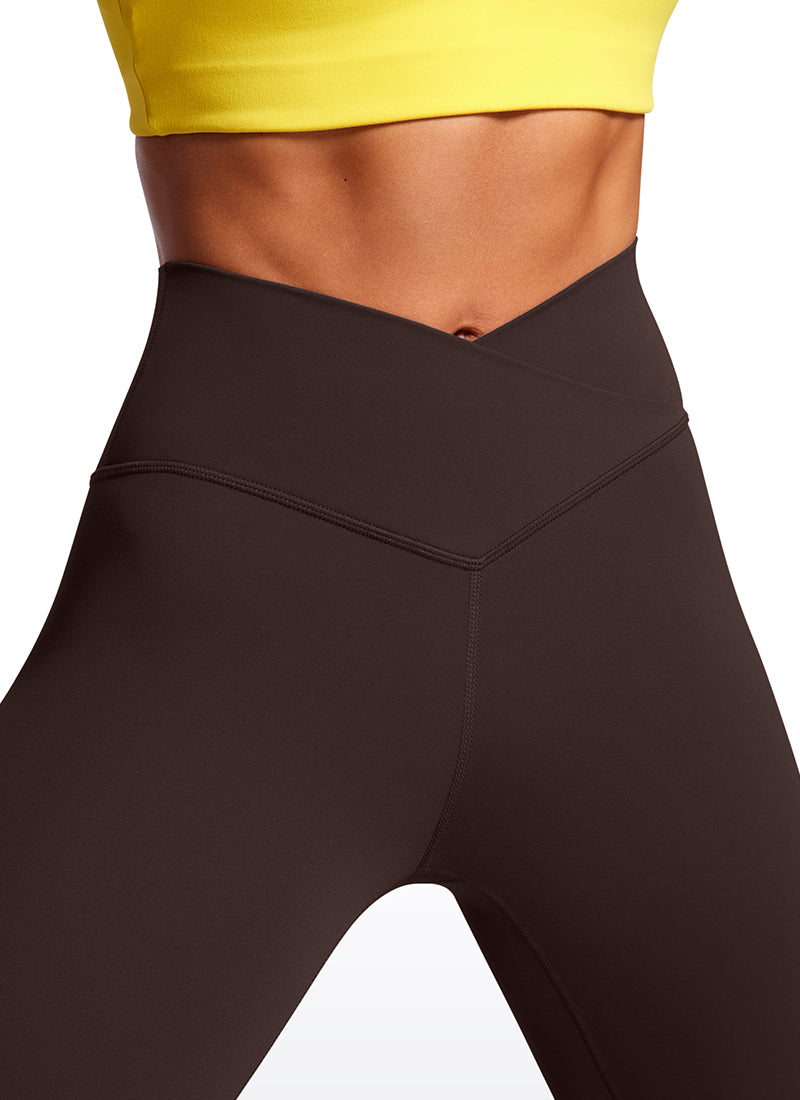 CRZ YOGA Women's High Rise Butterluxe Yoga Leggings 25'' V Cross Waist Sparkle Blue