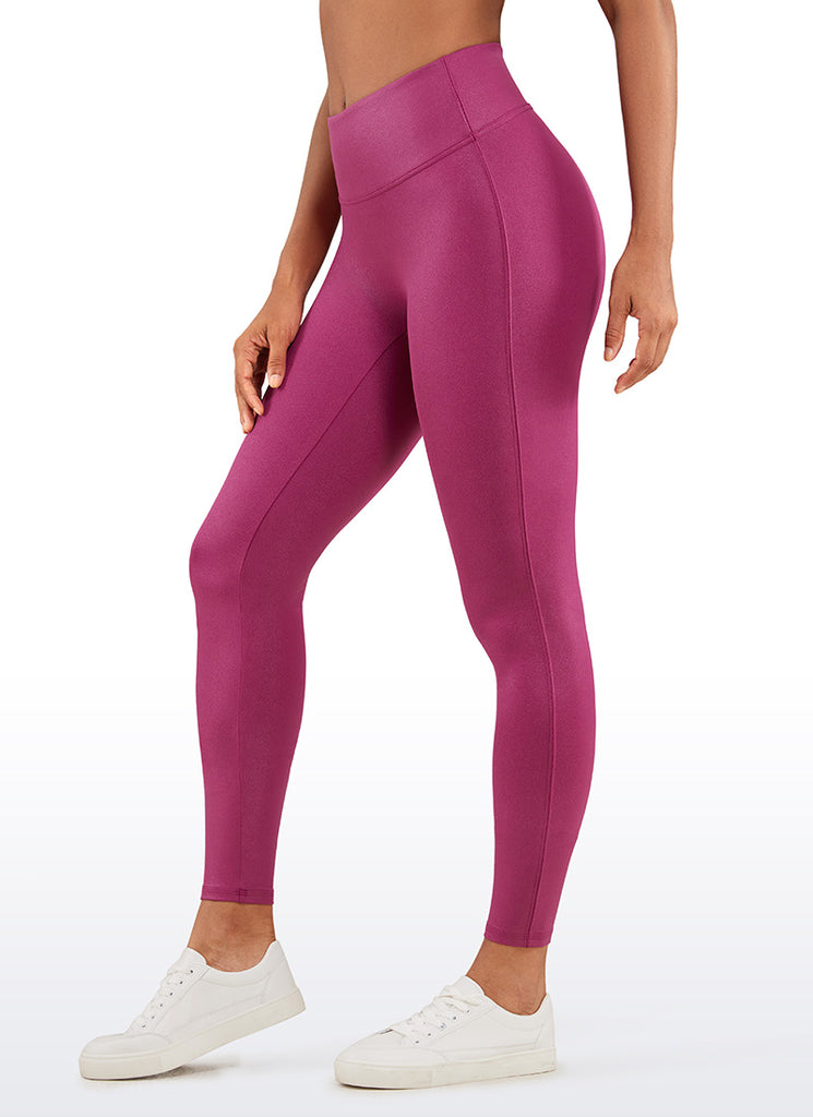 CRZ YOGA Women Butterluxe Matte Faux Leather No Front Seam Leggings 26.5'' Ruby Red Classic Pattern