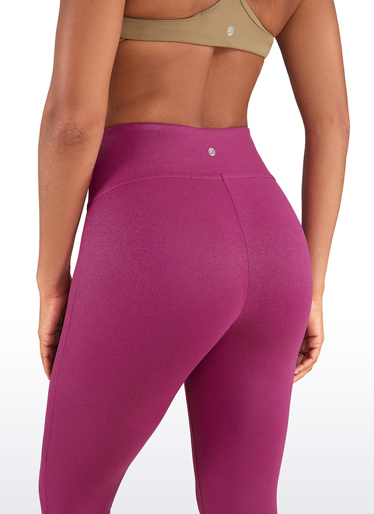 CRZ YOGA Women Butterluxe Matte Faux Leather No Front Seam Leggings 26.5'' Ruby Red Classic Pattern