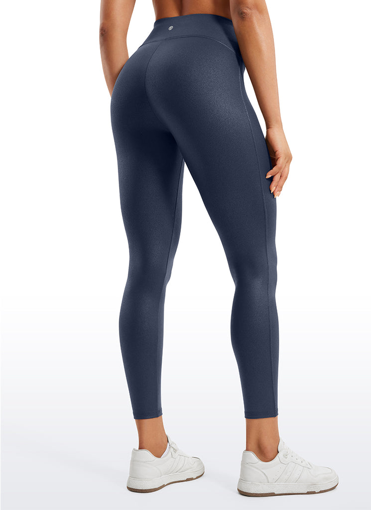 CRZ YOGA Women Butterluxe Matte Faux Leather No Front Seam Leggings 25'' Black Foil Pattern