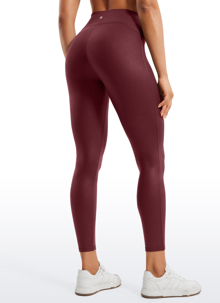 CRZ YOGA Women Butterluxe Matte Faux Leather No Front Seam Leggings 25'' Real Navy Foil Pattern