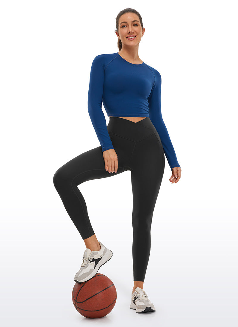 CRZ YOGA Butterluxe Womens Crossover Waist Leggings with Pockets 25