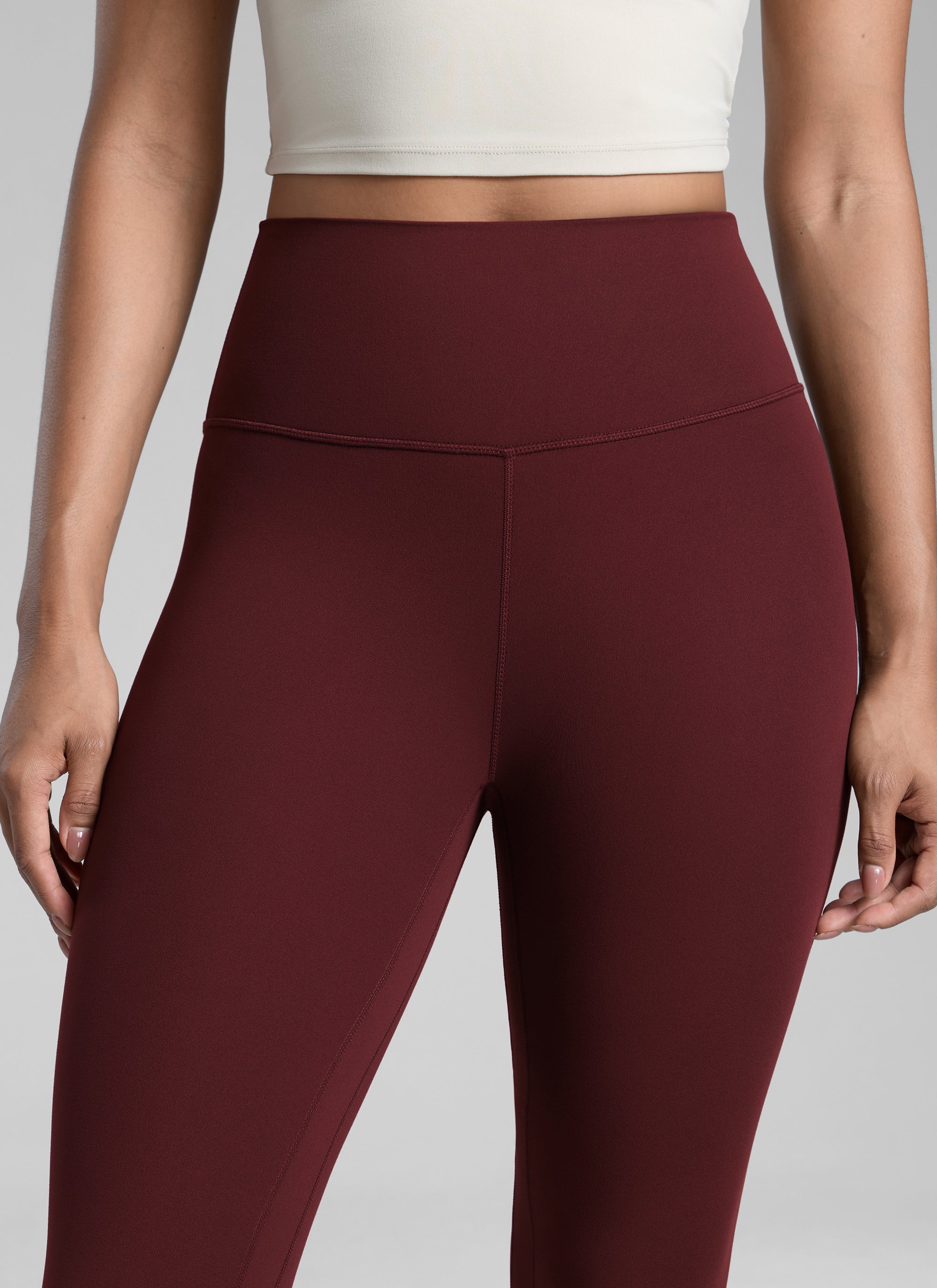 CRZ YOGA Women's Workout High Rise Butterlift Yoga Leggings 25'' Red Merlot