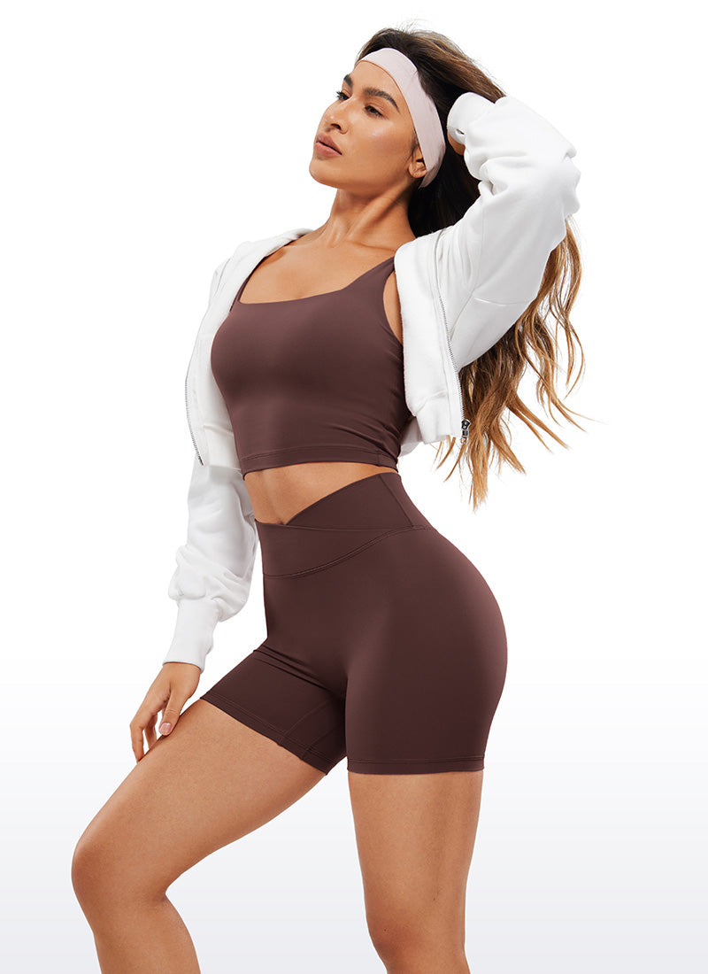 CRZ YOGA Womens Butterluxe Crossover No Front Seam Biker Shorts 5