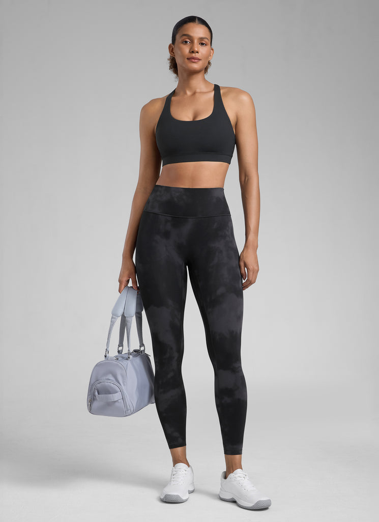 CRZ YOGA Women Butterlift High Rise Scrunch Butt Legging No Front Seam Black Tie Dye Flowers