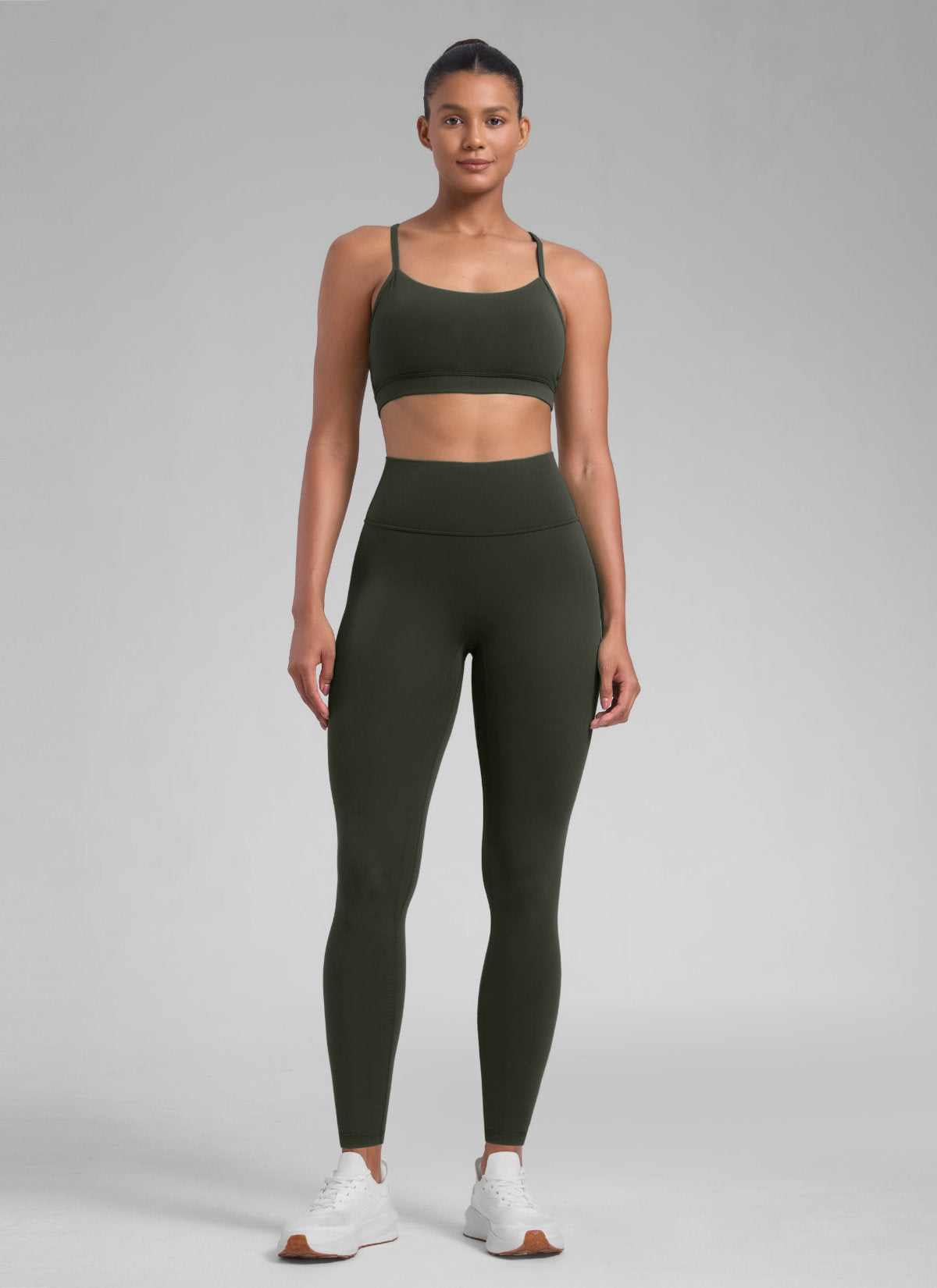 CRZ YOGA Women's Secretsculpt™ Workout No Front Seam Legging 28'' Olive Green