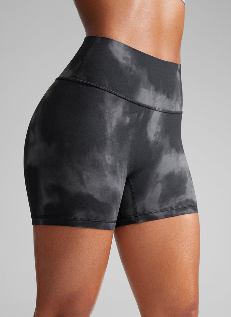 CRZ YOGA Womens Butterlift Scrunch Butt Atheletic Workout Biker Shorts Grey Tie Dye Flowers