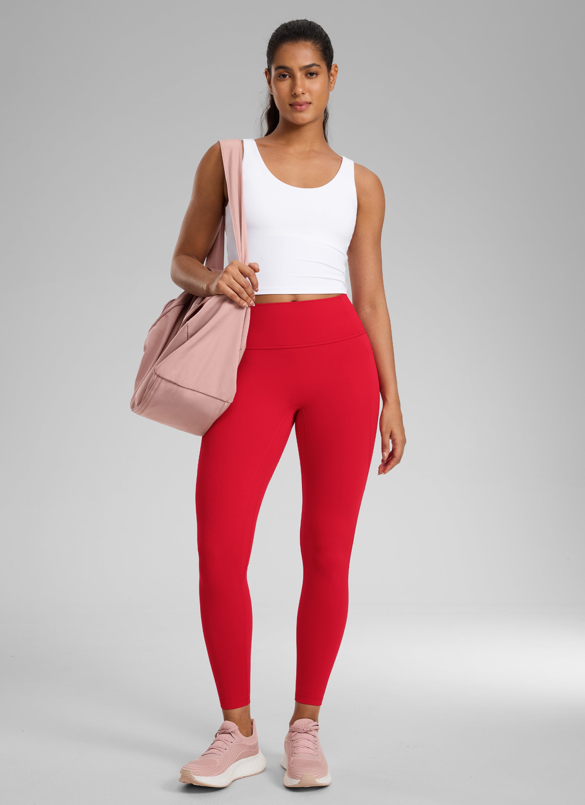 CRZ YOGA Women's Butterlift High Rise No Front Seam Pocket Legging Aurora Red