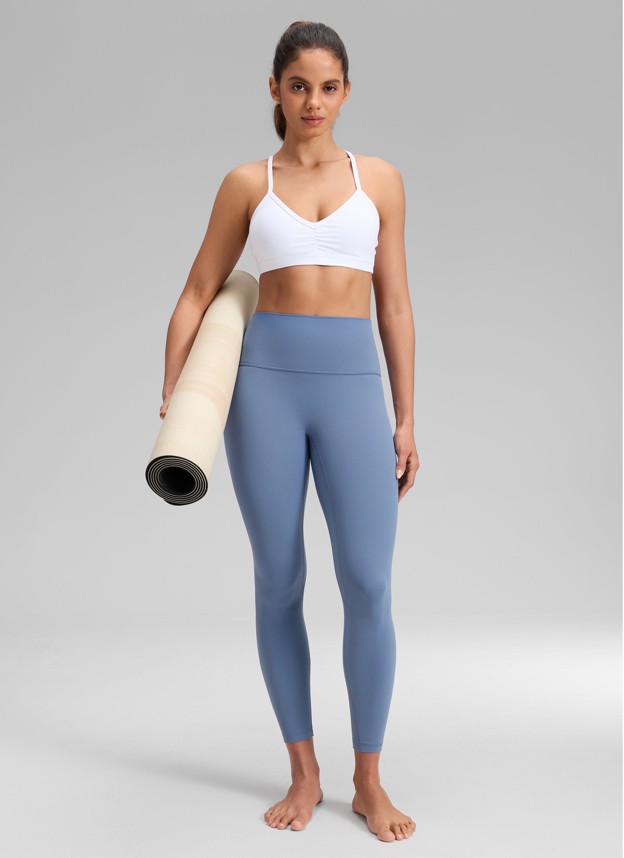 CRZ YOGA Women's Butterluxe Yoga High Rise No Front Seam Legging 25'' Washed Denim