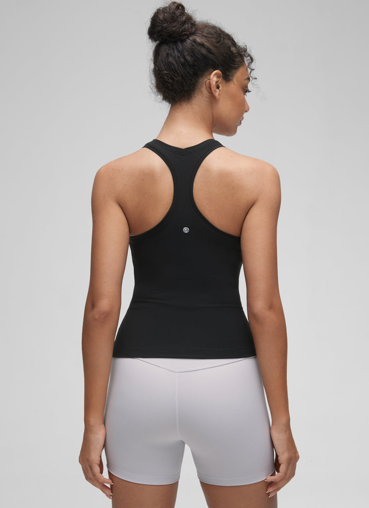 CRZ YOGA Women's Yoga Tight Fit Butterluxe Crewneck Tank Top Racerback White