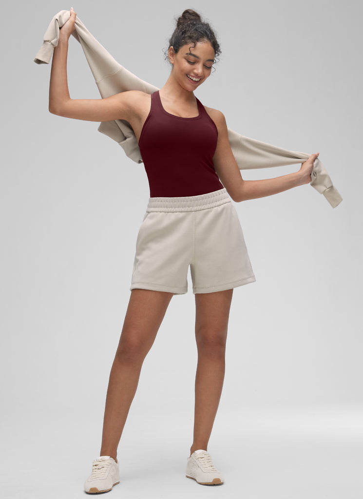 CRZ YOGA Women's Yoga Tight Fit Butterluxe Crewneck Tank Top Racerback Oasis Blue