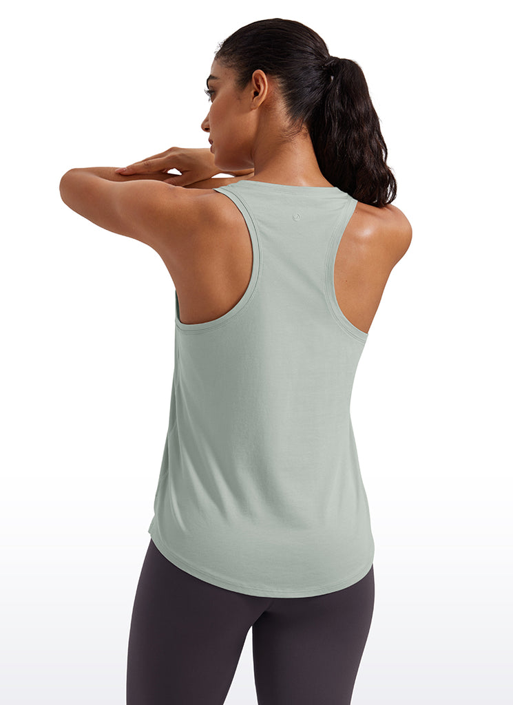 CRZ YOGA Women's Yoga Loose Fit Tops Pima Cotton Tank Racerback Jade Grey