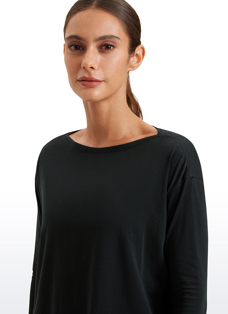 Pima Cotton Long Sleeves Boat Neck