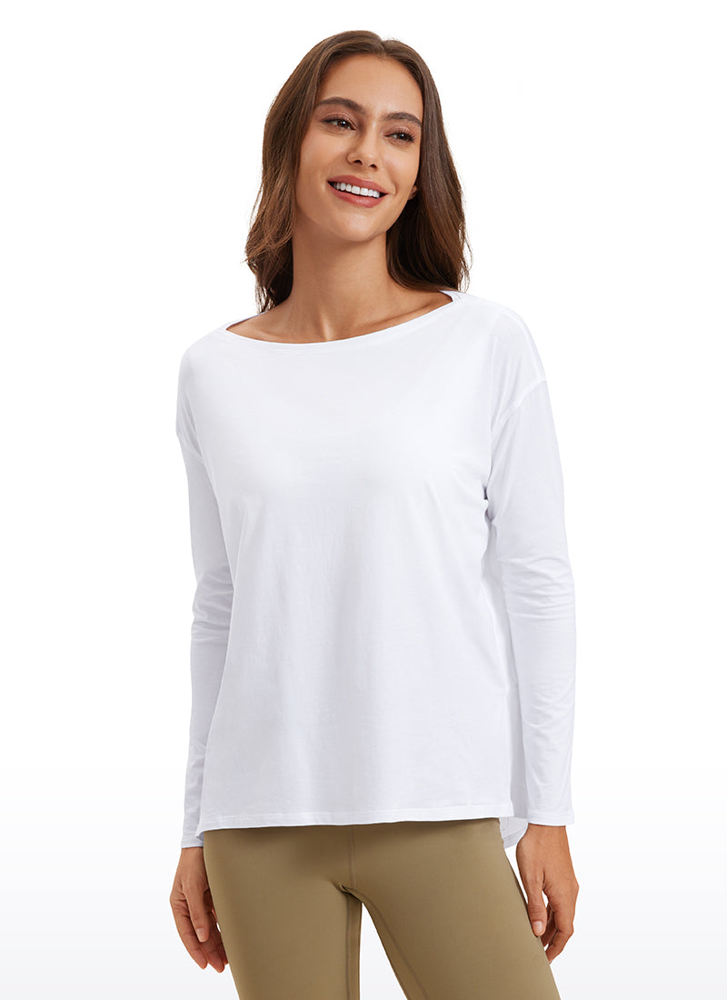 Pima Cotton Long Sleeves Boat Neck