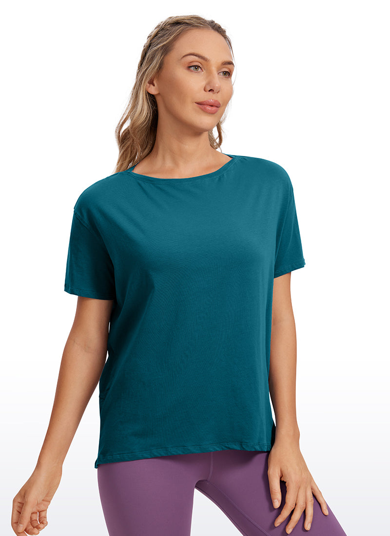 Pima Cotton Boat Neck Short Sleeve