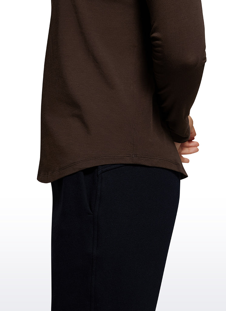 CRZ YOGA Women's Yoga Classic Fit Tops Pima Cotton Workout Long Sleeve Periwinkle Purple