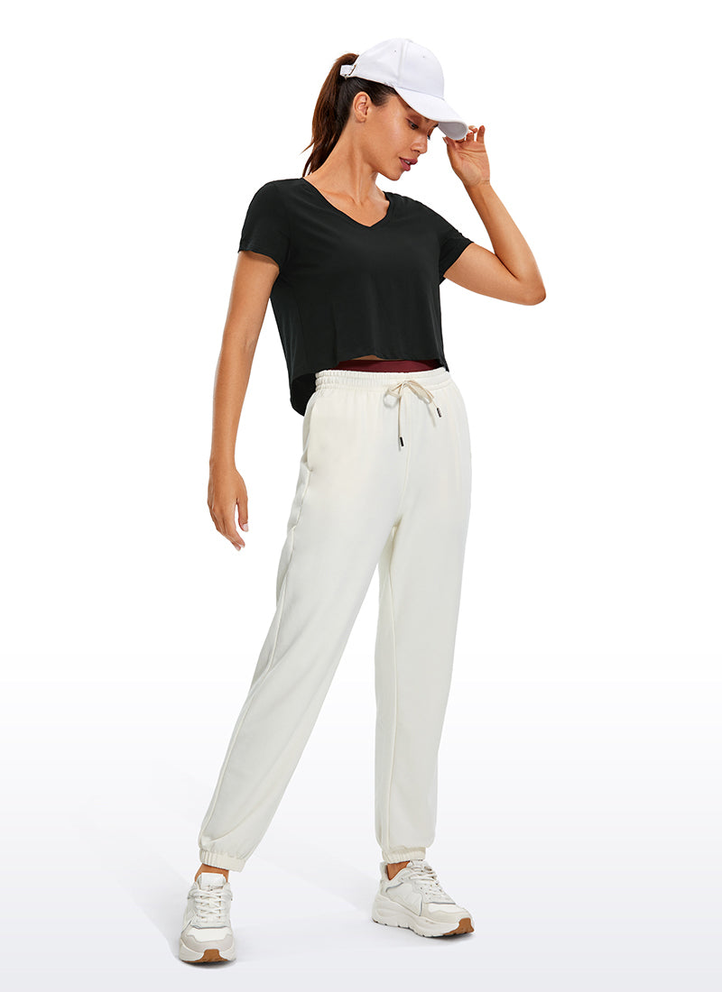 CRZ YOGA Women's Casual Relaxed Fit Pima Cotton Short Sleeve Cropped Black