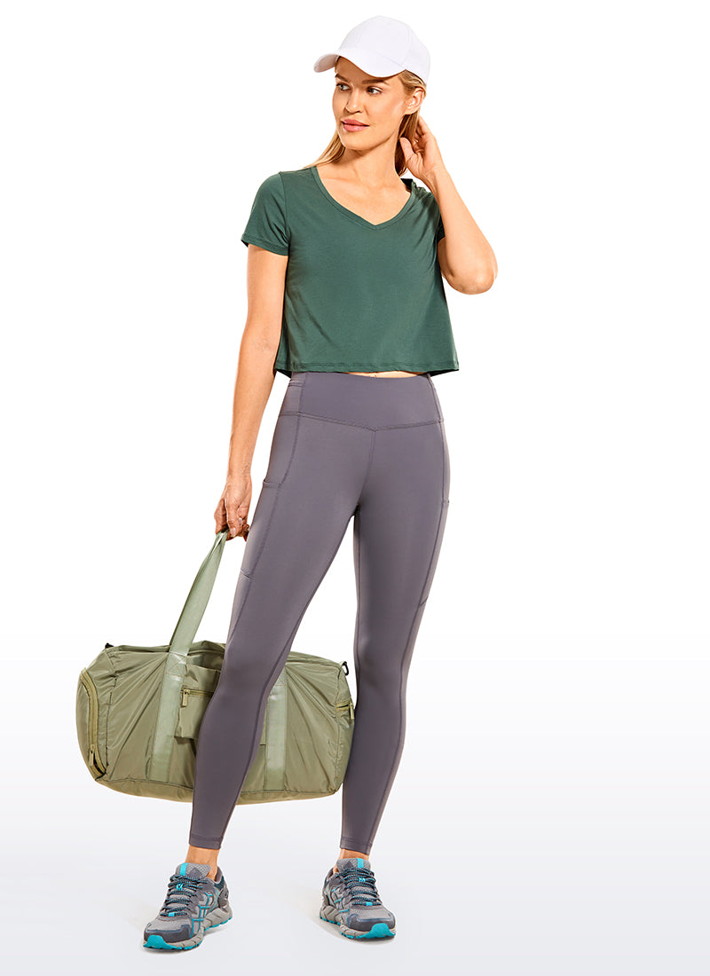 CRZ YOGA Women's Casual Relaxed Fit Pima Cotton Short Sleeve Cropped Moss Rose