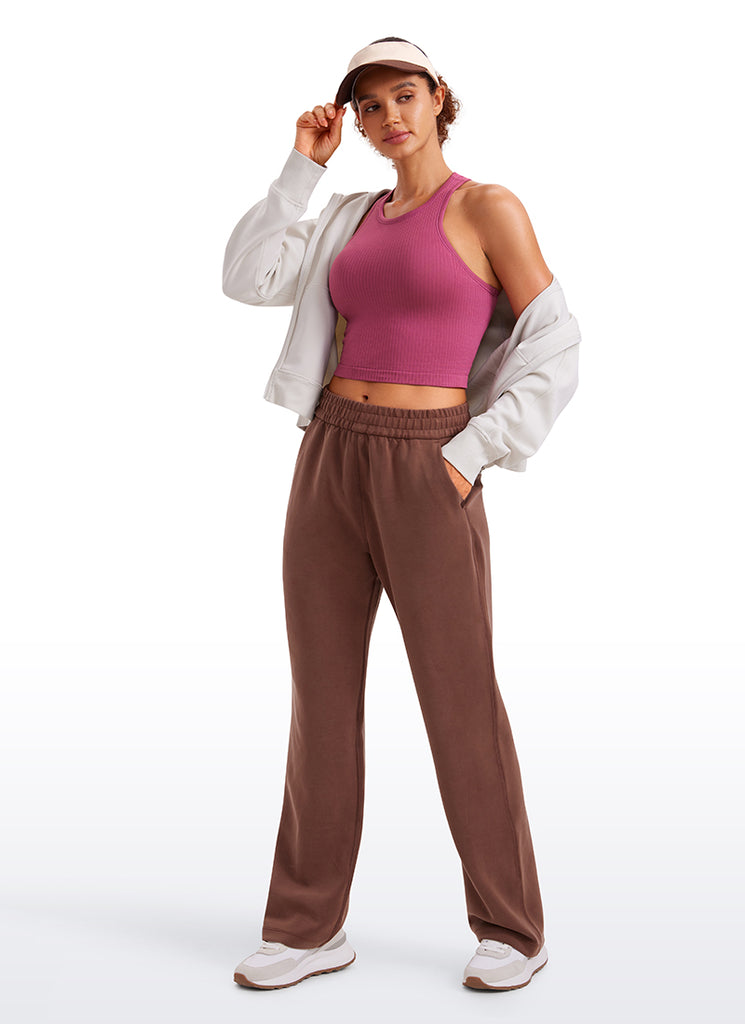 CRZ YOGA Women's Yoga Slim Fit Tops Seamless Longline Tank High Neck Washed Mauve