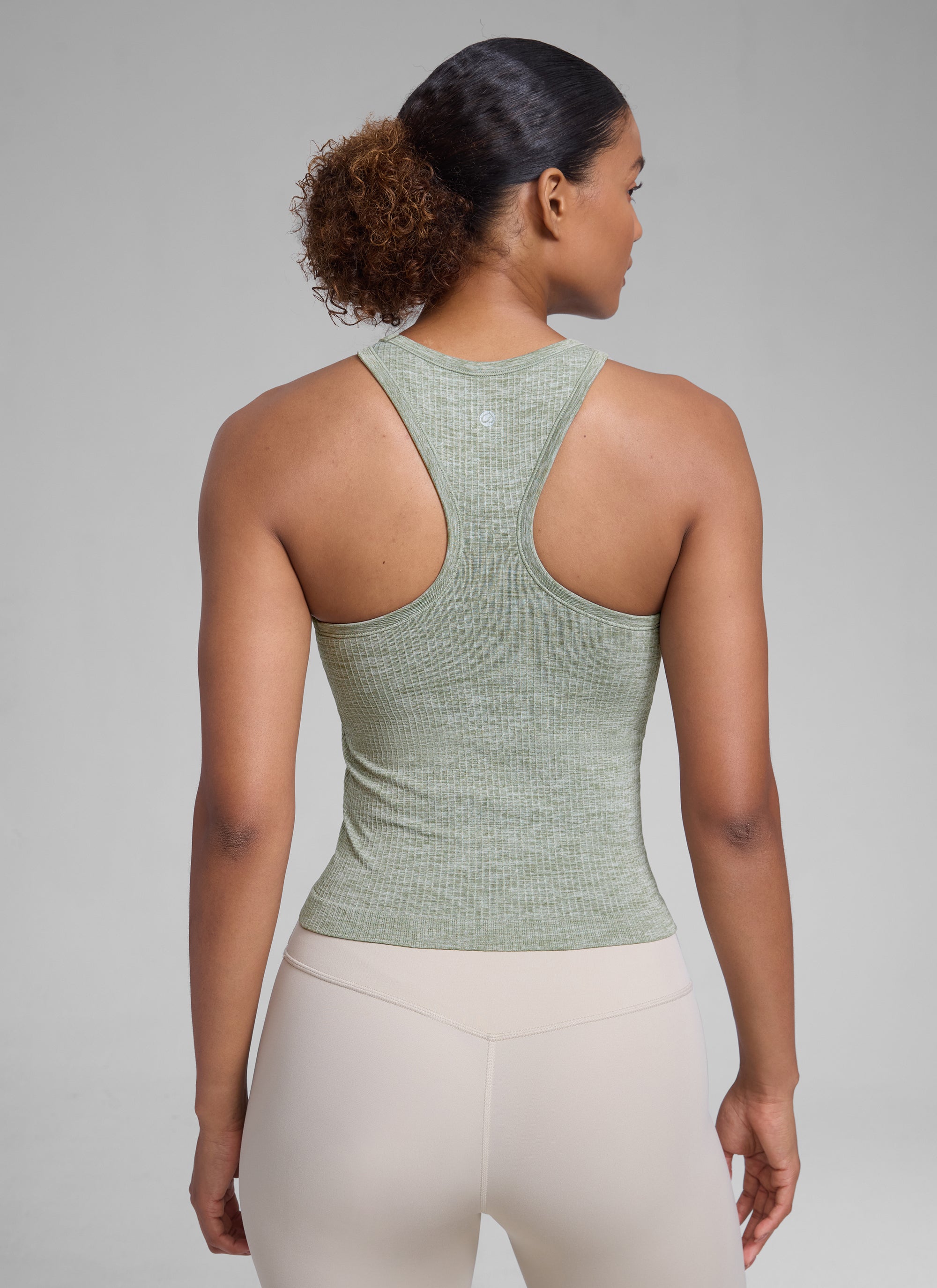 CRZ YOGA Women's Yoga Slim Fit Tops Seamless Hip LengthTank High Neck Darkish Green