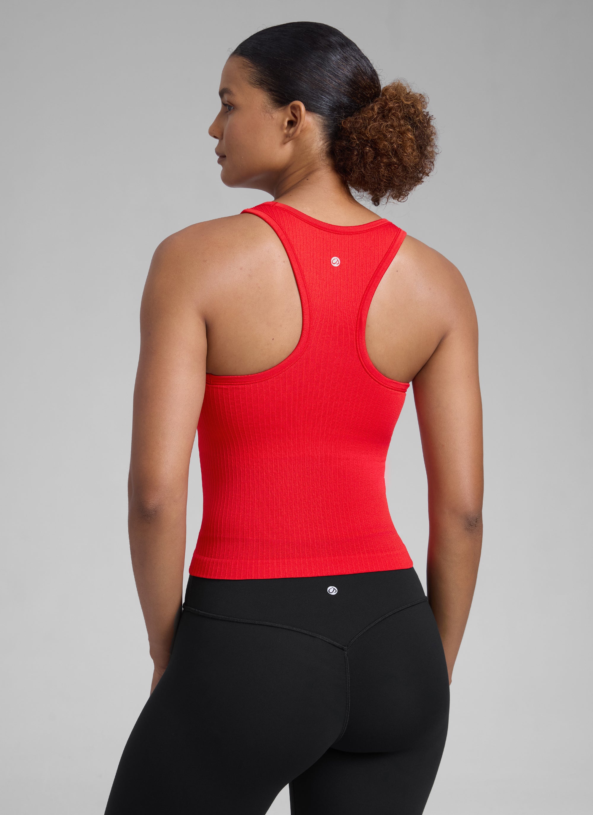 CRZ YOGA Women's Yoga Slim Fit Tops Seamless Hip LengthTank High Neck Deep Red
