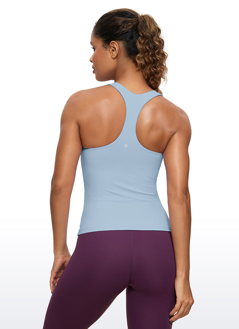 Butterluxe Waist Length Built-in Bra Tank Racerback