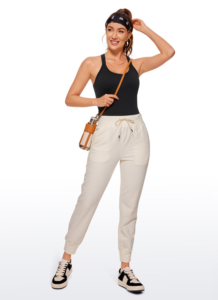 CRZ YOGA Women's Yoga Slim Fit Tops Seamless Longline Tank Crew Neck Black