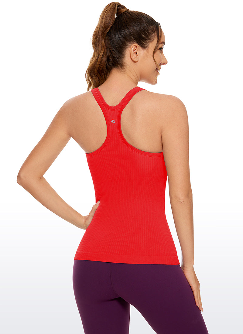 Seamless Ribbed Hip Length Tanks Racerback