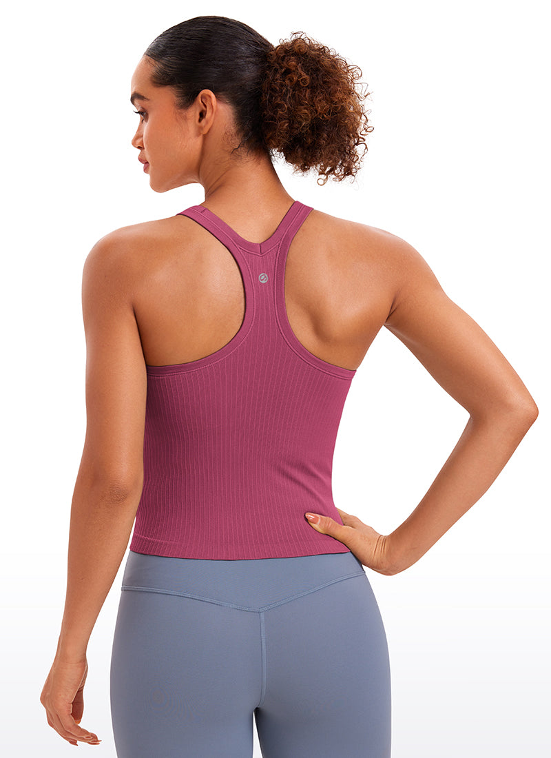 Seamless Racerback Built in Bra Ribbed Tank