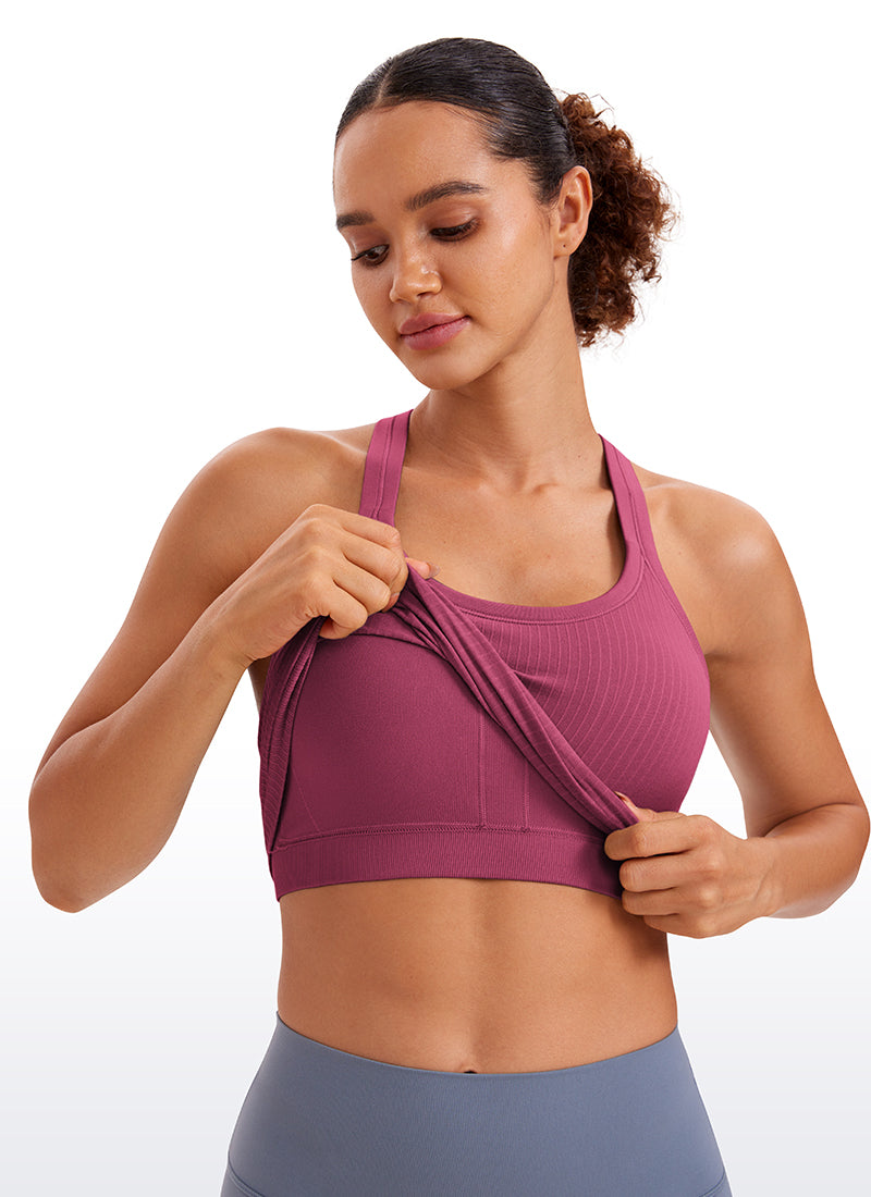 Seamless Racerback Built in Bra Ribbed Tank