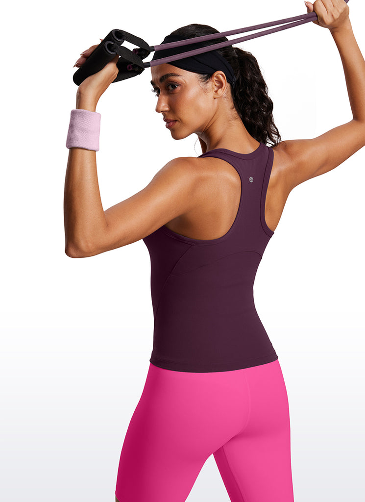 CRZ YOGA Women's Yoga Tight Fit Tops Butterluxe Tank Top High Neck Deep Purple